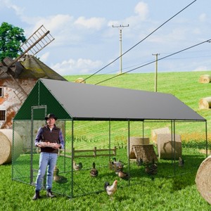 Artloge New Upgraded Extra Large Metal Chicken Coop Walk-in Poultry Cage Hen House with Rust-proof Tubes & Oxford Full Cover Top & High Entrance - 1 of 4
