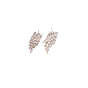 Slickblue Women's Earrings, Gold Rhinestone Small Drop Style, Tassel Shape Design, Alloy Material, 1.5" Length - 1 of 3