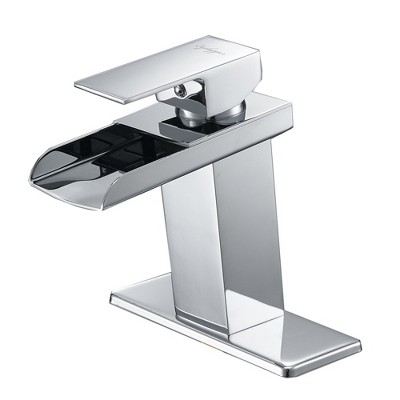 BWE Waterfall Single Hole Single-Handle Low-Arc Bathroom Faucet With Supply Line
