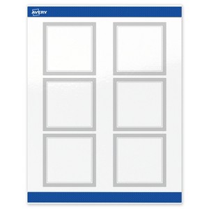 Avery Square Labels, Silver Border, 3" x 3", 60ct - 1 of 4