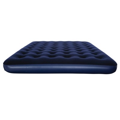 Blue Queen Flocked Air Mattress with Pump