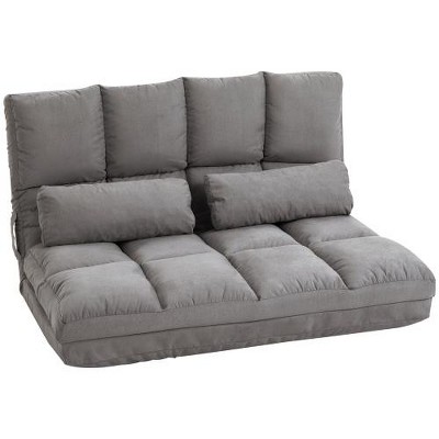 SYFERLORY Convertible Floor Sofa Chair, Folding Couch Bed, Guest Chaise Lounge with 2 Pillows, Adjustable Backrest and Headrest, Dark Gray