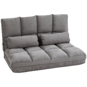SYFERLORY Convertible Floor Sofa Chair, Folding Couch Bed, Guest Chaise Lounge with 2 Pillows, Adjustable Backrest and Headrest, Dark Gray - 1 of 1