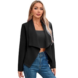 Coolmee Women's Casual Blazer Lightweight Long Sleeve Open Front Office Workwear Jacket - 1 of 4
