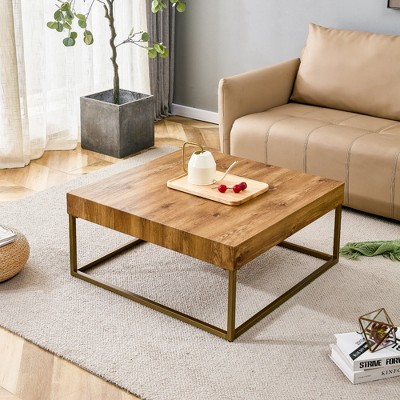 VYNXARIA Modern Rectangular Coffee Table with MDF Top and Sturdy Metal Legs