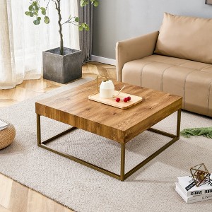 VYNXARIA Modern Rectangular Coffee Table with MDF Top and Sturdy Metal Legs - 1 of 4