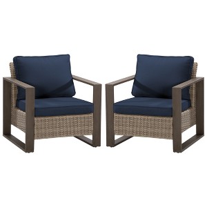 YARDSIGHT 2-Piece Wicker Patio Armchair Set with Cushions -Weather-Resistant Lounge Chairs with Sturdy Metal Frame - 1 of 4