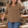 Women's Plus Size Long Sleeve V Neck Loose Fashion Buttons Tunic Blouse - Agnes Orinda - 2 of 4