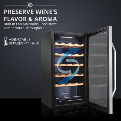 Ivation 24 Bottle Stainless Steel Freestanding Wine Cooler with LED Lighting