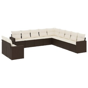 vidaXL Garden Sofa Set Brown, Cream White - 1 of 4