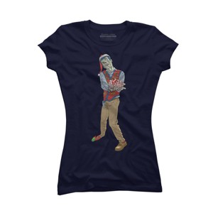 Junior's Design By Humans Christmas Zombie By Ayota T-Shirt - 1 of 3