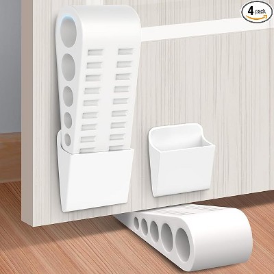DOMETOUR Rubber Door Stoppers for Bottom of Door 4 Pack Door Stop Wedge with Holder Heavy Duty Doorstop for Home Office Classroom Garage