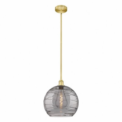 Athens Deco Swirl - 1 Light Stem Hung Pendant In Industrial Style-14.63 Inches Tall and 13.75 Inches Wide