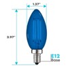 Luxrite E12 LED Filament Blue Light Bulbs, 4.5W (40W Equivalent), Colored Glass Candelabra Bulb, UL Listed, E12 Base, Indoor Outdoor 6 Pack - 3 of 4