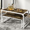 Dining Table Set for 4, Rectangle Dinner Breakfast Dinette with 2 Benches, 3 Piece, Dark Brown/Oak - 4 of 4