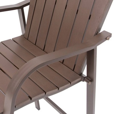 Brown Aluminum Frame Outdoor Counter Height Bar Stools, Set of 2