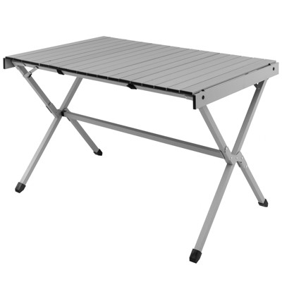 Aluminum Grill Table with Iron Mesh Top-Silver | Costway