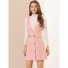 Allegra K Women's Elegant Vintage Button Front V Neck Plaid Tweed Overalls Pinafore Dress - 2 of 4