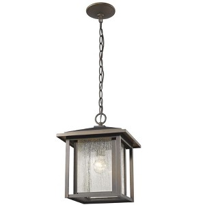 Aspen Outdoor Pendant Light - 11" Glass Shade, Black Finish, Dimmable, Wet Rated, 1 Bulb - 1 of 2