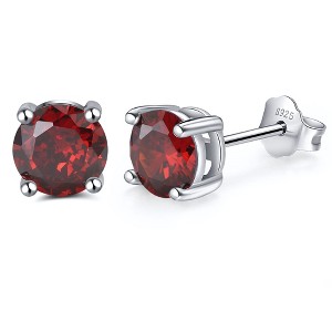 Birthstone Earrings for Women Solitaire Round Cubic Zirconia Sterling Silver Ginger Lyne Collection - 1 of 4