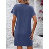 Women's Short Sleeve Dress Round Neck Casual Pocket Sundress Summer Dress - 2 of 4