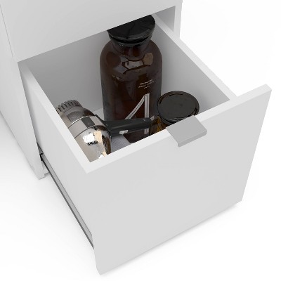 Olivia White Engineered Wood Vanity Table with Lighted Mirror