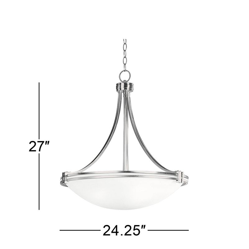 Possini Euro Design Deco Brushed Nickel Pendant Chandelier 24 1/4" Wide Modern White Marbled Bowl Glass 5-Light Fixture for Dining Room Kitchen Island, 4 of 8