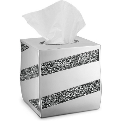 Creative Scents Silver Mosaic Tissue Box Cover Square