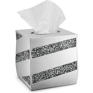 Creative Scents Silver Mosaic Tissue Box Cover Square - 1 of 4