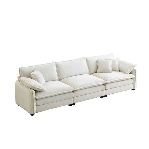 NicBex 115.34 Inch Corduroy 3-Seater Sofa with 2 Arm Pillows and 3 Throw Pillows for Living Room,Apartment,Bedroom - 1 of 4