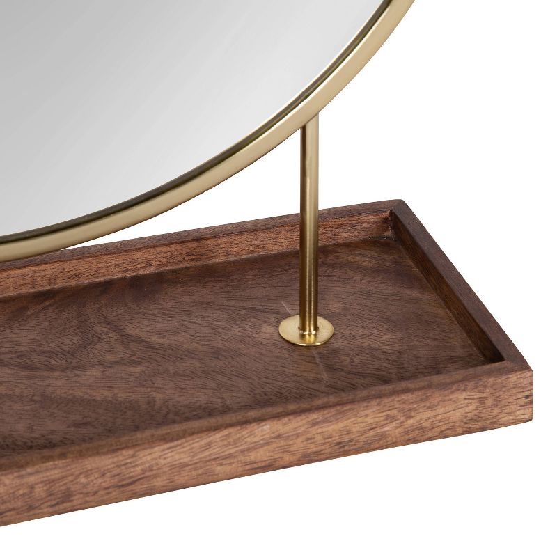 18&#34; x 22&#34; Maxfield Round Tabletop Mirror Gold/Walnut Brown - Kate &#38; Laurel All Things Decor, 4 of 9