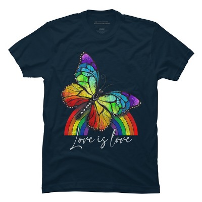 Adult Design By Humans Love is Love Butterfly Rainbow Pride By SummerFunnyT-Shirt