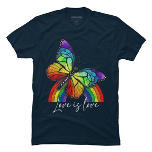 Adult Design By Humans Love is Love Butterfly Rainbow Pride By SummerFunnyT-Shirt - 1 of 2