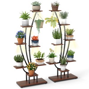 Tangkula 1/2PCS 62" Tall 8-Tier Corner Metal Plant Shelf for Multiple Plants Living Room Balcony - 1 of 4