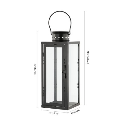 Lorient Black Metal and Glass Hanging Candle Lantern Set