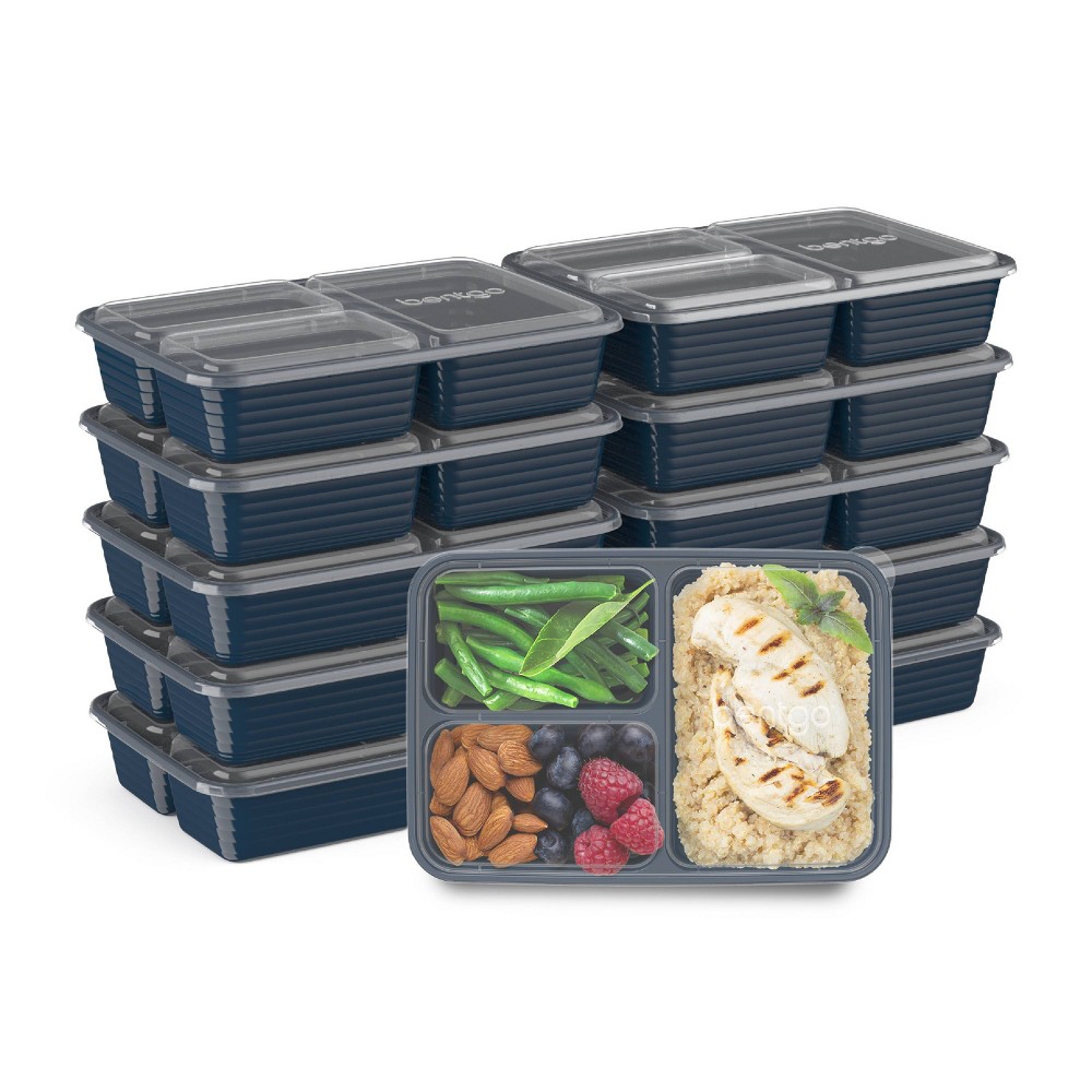 Photos - Food Container Bentgo Meal Prep 3-Compartment Container Set, Reusable, Durable, Microwave
