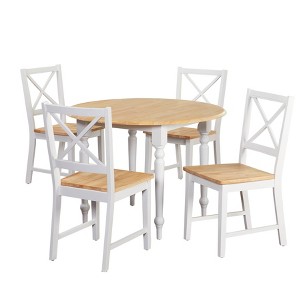 5pc Virginia Dining Set Wood/White - Buylateral: Hardwood, Drop Leaf, Seats 4 - 1 of 4