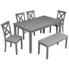 CLIHOME 6 Pieces Kitchen Dining Sets, Rectangular Wooden Dining Table with 4 Upholstered Chairs and a Bench - 2 of 4