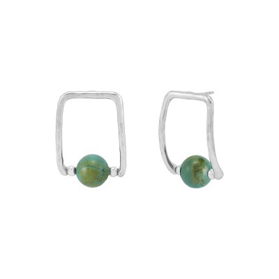 Silpada 'Take a Stand' Sterling Silver Compressed Green Turquoise Drop Earrings