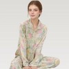 Anna-Kaci Lounge Women's Satin Floral Print Pajama Set with Long Sleeve Button Up Shirt and Matching Relaxed Fit Pants - 4 of 4