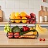 VEVOR 2 Tier Fruit Basket, Countertop Fruits Vegetable Bowl with Banana Hangers, Metal Wire Storage Stand for Kitchen Counter, Black - 2 of 4
