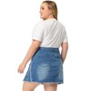 Agnes Orinda Women's Plus Size Denim Asymmetrical Slit Fashion Pockets Raw Hem Mini Skirts - image 4 of 4