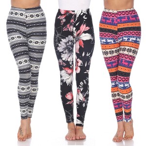 Women's Pack of 3 Leggings - One Size Fits Most - White Mark - 1 of 1