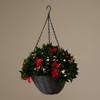 Nearly Natural 24" Pre-Lit UV Resistant Artificial Red Tip Photinia and Gold Berries Hanging Basket (Indoor/Outdoor) - 2 of 4