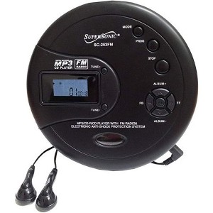 SuperSonic SC-253FM Personal MP3/CD Player w/FM Radio - Portable Device HQ Stereo Earphones Included BLACK - 1 of 1