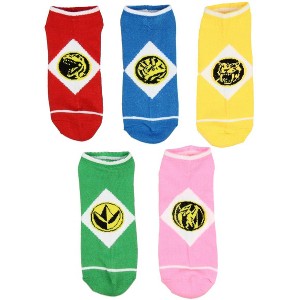 Power Rangers Adult Characters Costume Design 5 Pack No Show Ankle Socks - 1 of 3