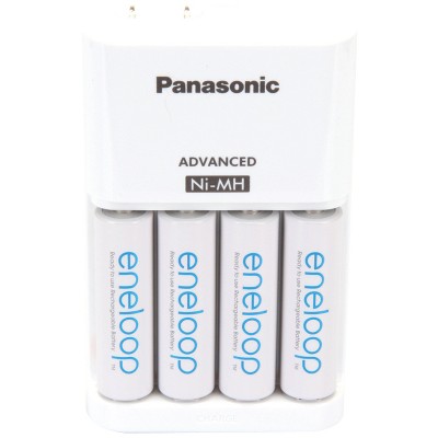 Panasonic® 4-Position Charger with 4 AA eneloop® Batteries in White