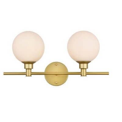 Elegant Lighting Cordelia 2 light Brass and frosted white Bath Sconce