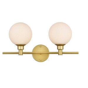 Elegant Lighting Cordelia 2 light Brass and frosted white Bath Sconce - 1 of 4