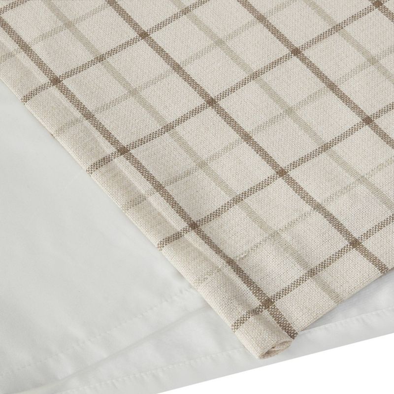 84"x50" Preston Plaid Faux Leather Tab Top Room Darkening Curtain Panel with Fleece Lining , 6 of 13